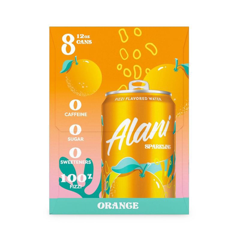 slide 3 of 3, Alani Nu Alani Orange Sparkling Water, 8 ct; 12 oz