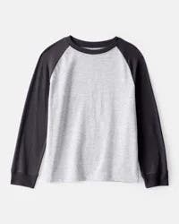 Boys Long-Sleeve Raglan Tee - Charcoal Grey/Black S