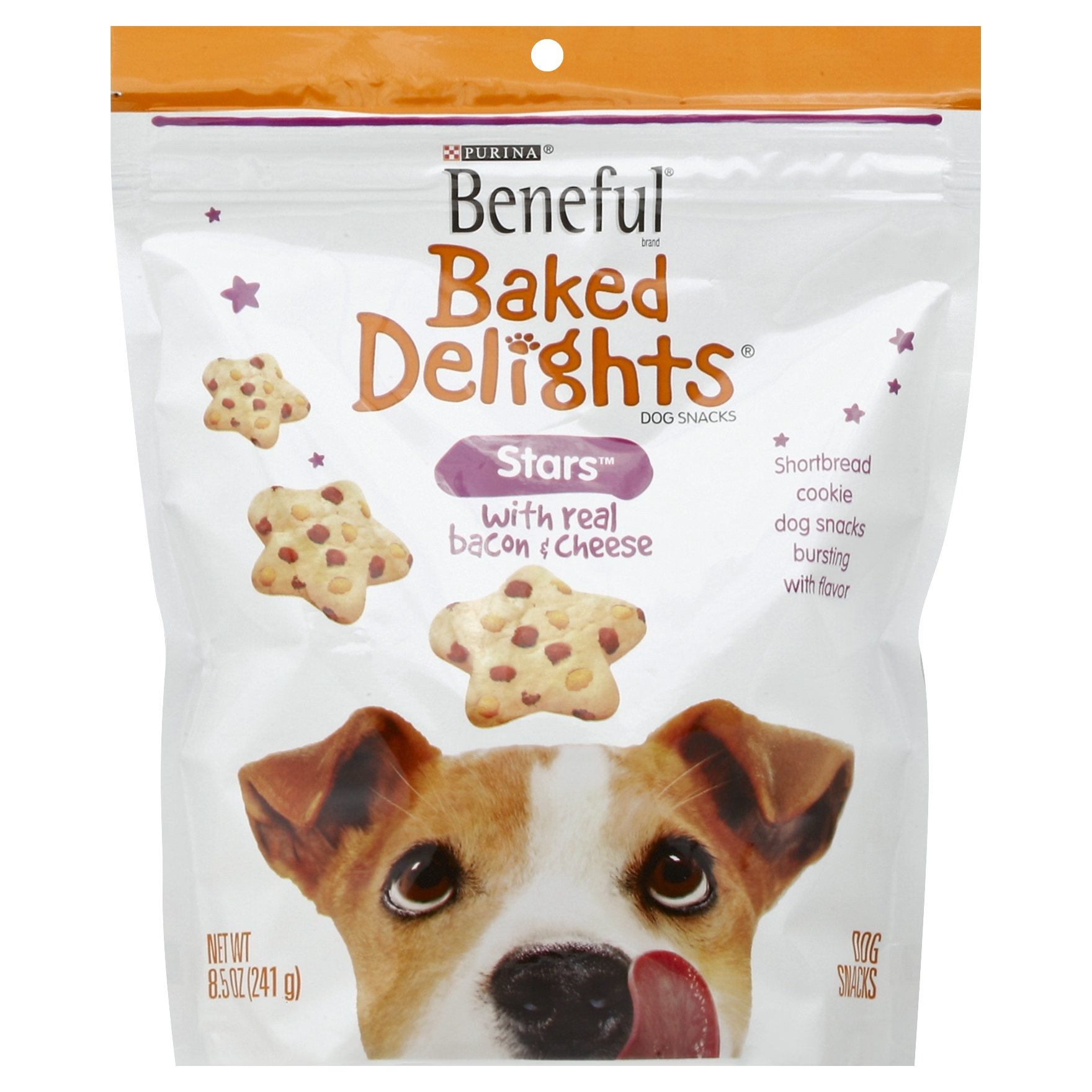 slide 1 of 4, Purina Beneful Baked Delights Stars with Bacon & Cheese Dog Snacks Pouch, 8.5 oz