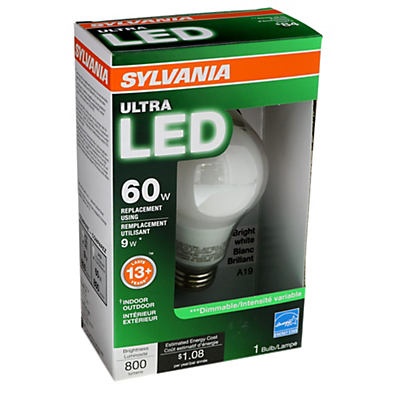 slide 1 of 1, Sylvania 60-Watt Equivalent LED Light Bulb, Dimmable, 1 ct
