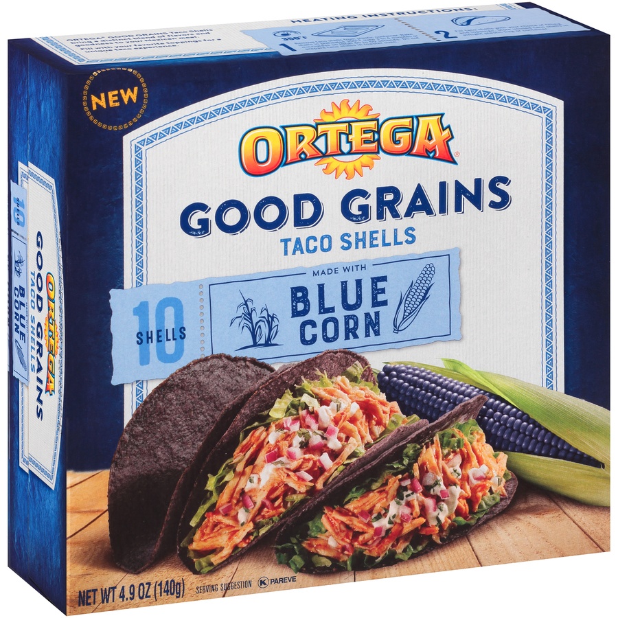 slide 2 of 8, Ortega Good Grains Taco Shells Blue Corn, 10 ct