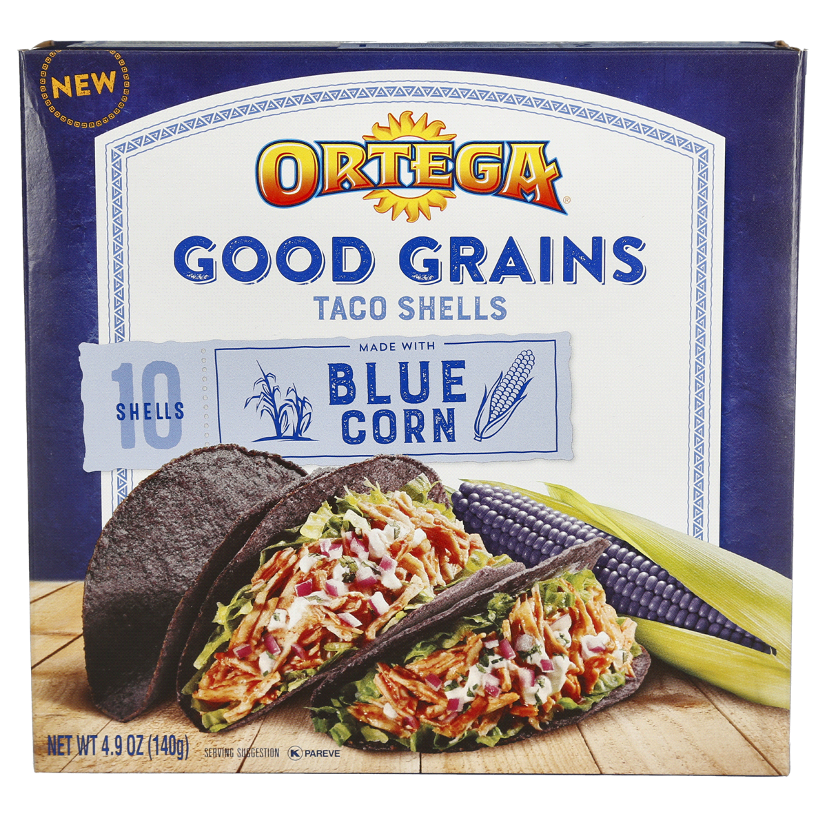 slide 1 of 8, Ortega Good Grains Taco Shells Blue Corn, 10 ct