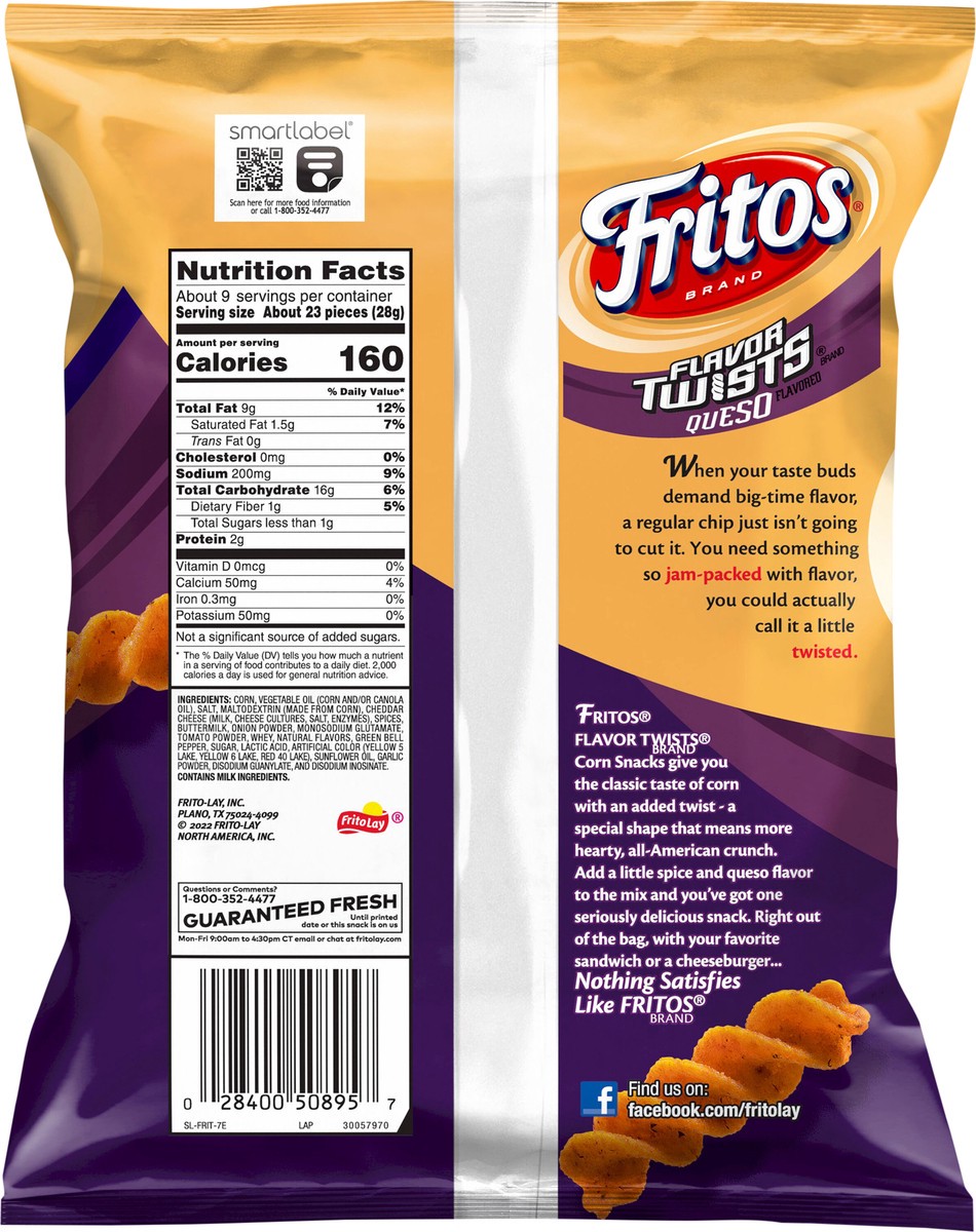 slide 2 of 4, Fritos Corn Snacks, Queso, 9.25 oz
