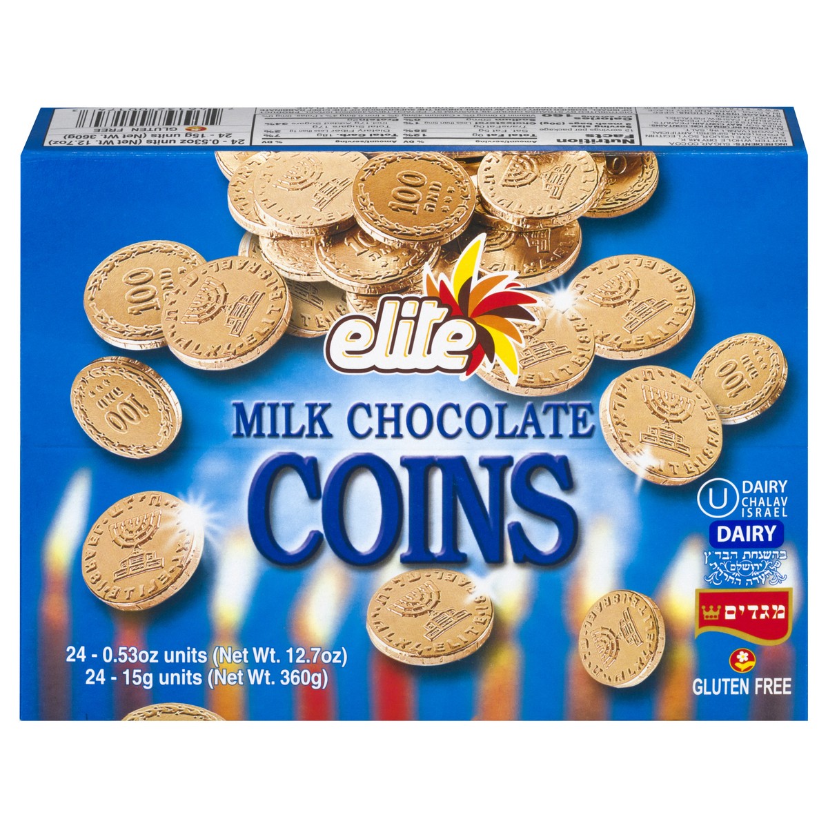 slide 1 of 9, Elite Milk Chocolate Coins - 24-0.53 Oz, 12.72 oz