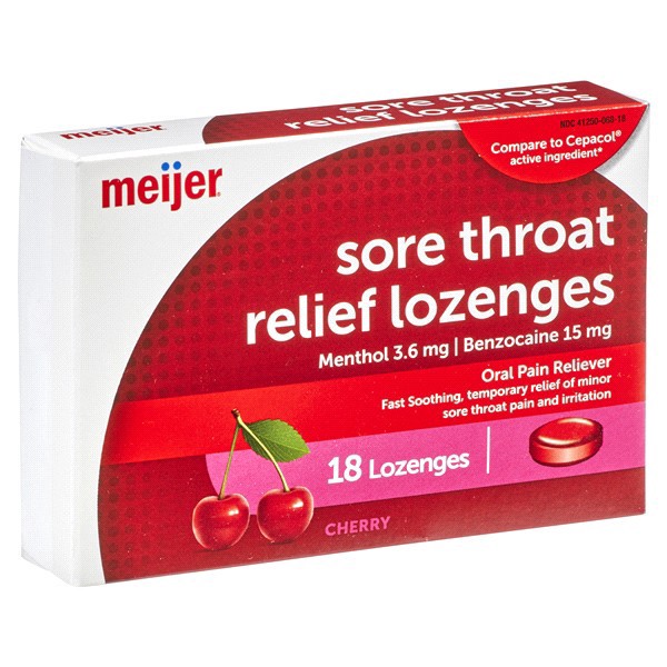 slide 4 of 29, Meijer Sore Throat Relief Lozenges Cherry, 18 ct