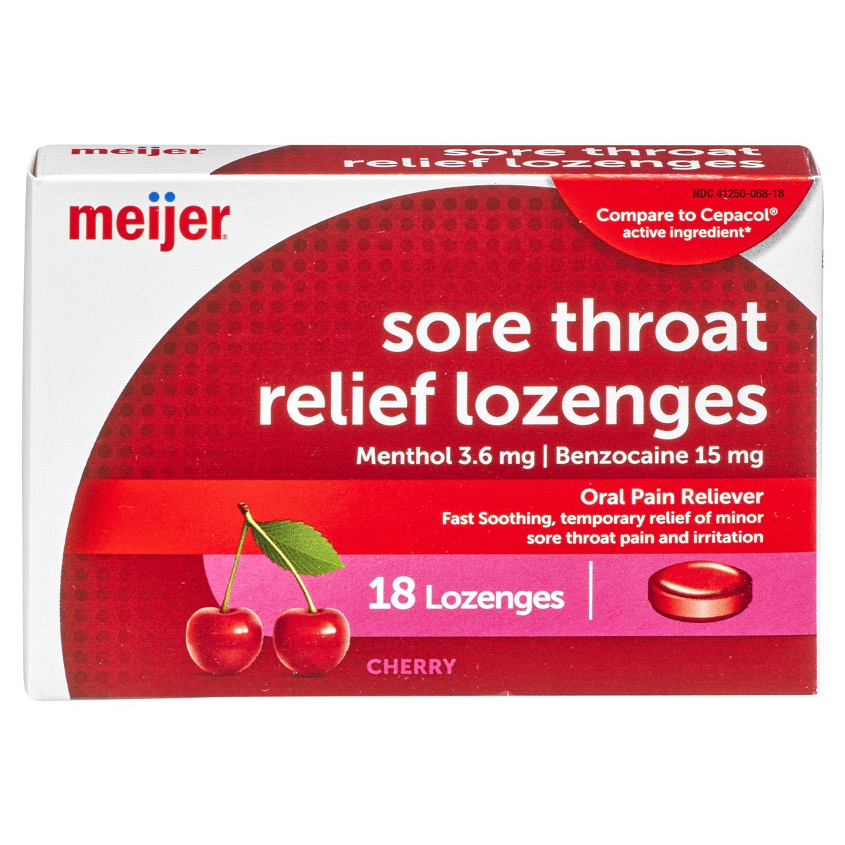 slide 1 of 29, Meijer Sore Throat Relief Lozenges Cherry, 18 ct