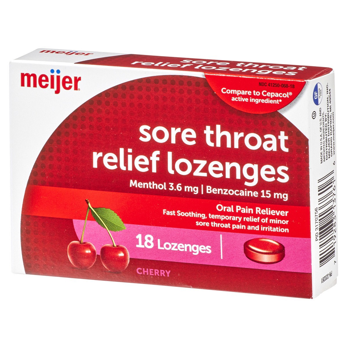 slide 9 of 29, Meijer Sore Throat Relief Lozenges Cherry, 18 ct