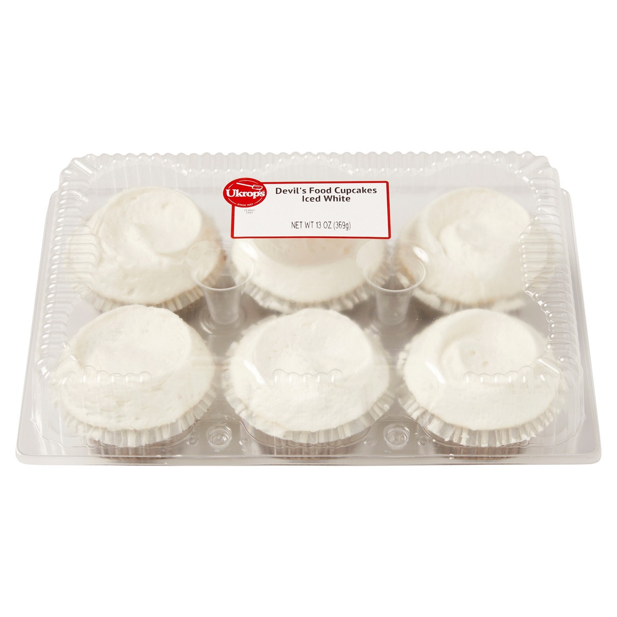 slide 1 of 6, Ukrop's Devil's Food Cupcakes Iced White, 13 oz