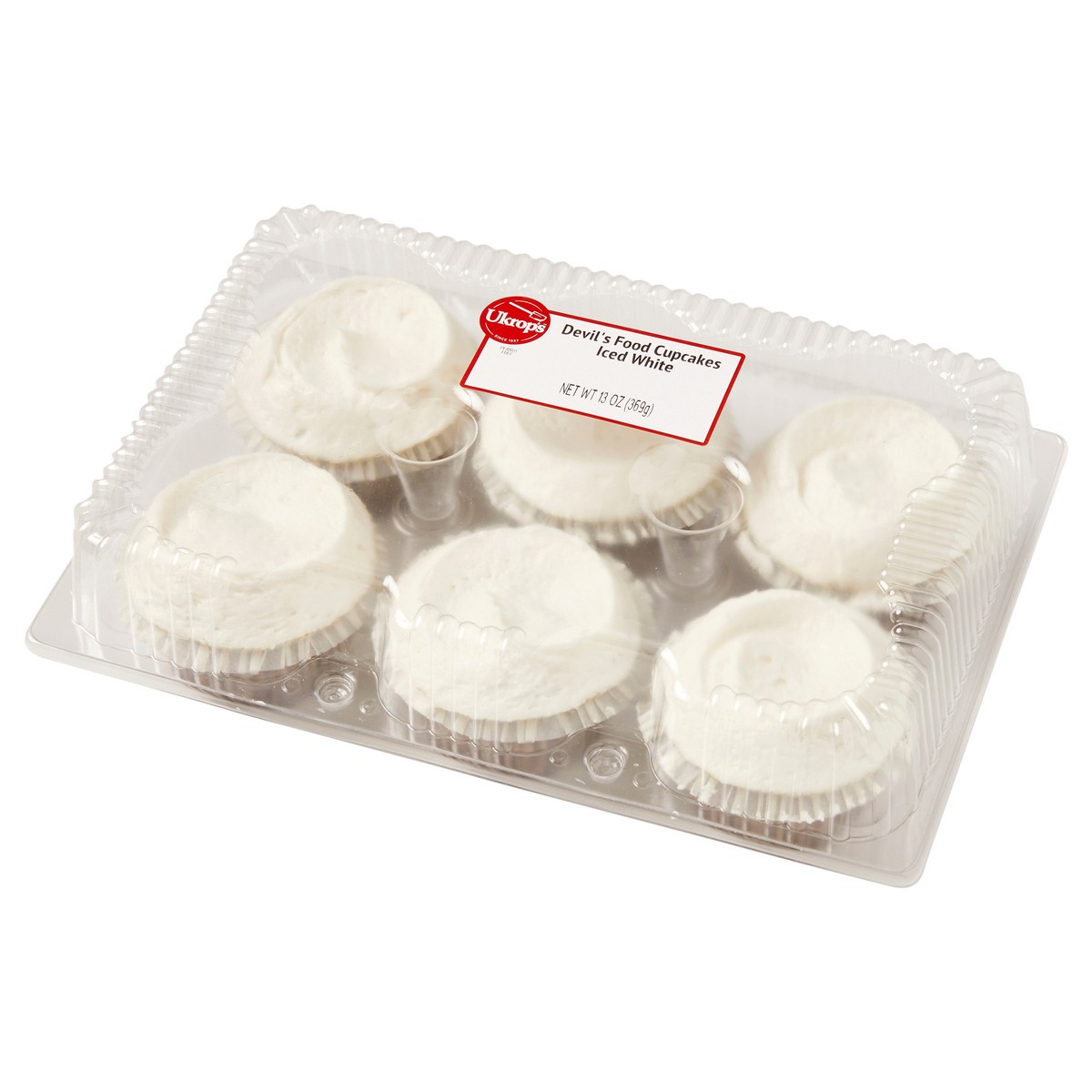 slide 6 of 6, Ukrop's Devil's Food Cupcakes Iced White, 13 oz