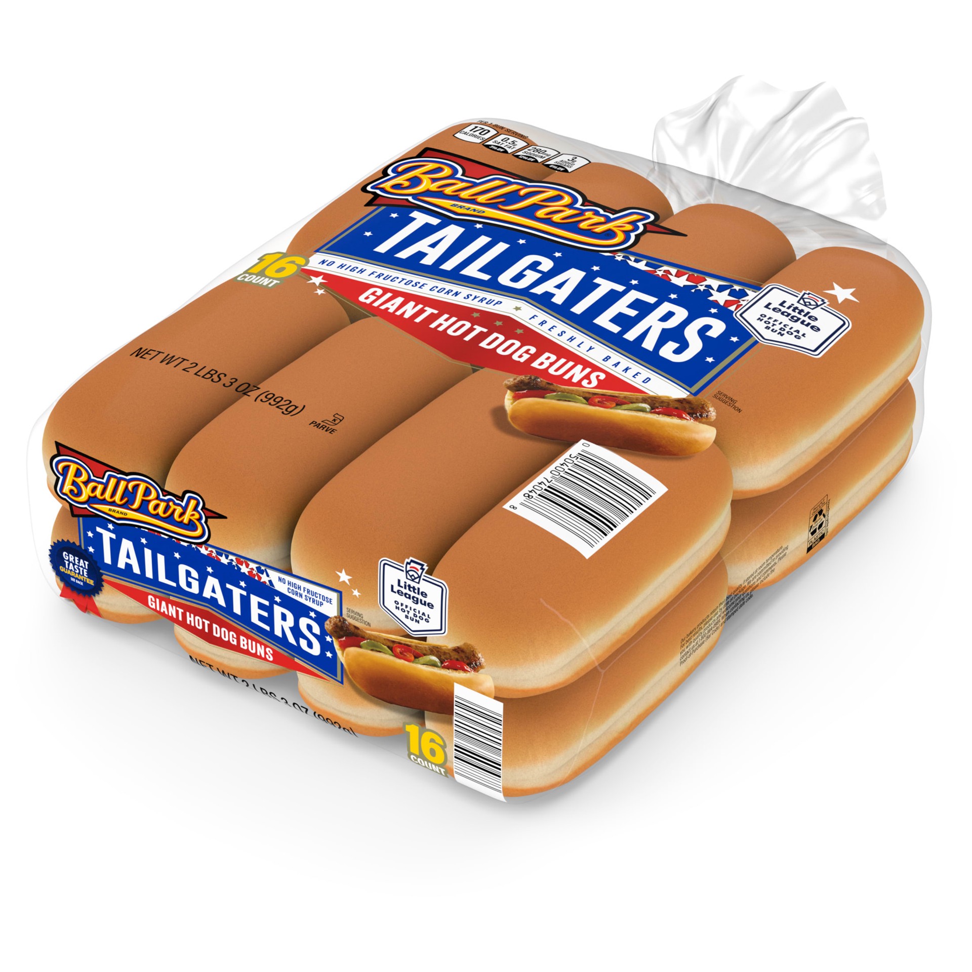 slide 5 of 7, Ball Park Tailgaters White Giant Hot Dog Buns, 16 count, Hot Dog Buns, 35 oz Multipack, 16 ct