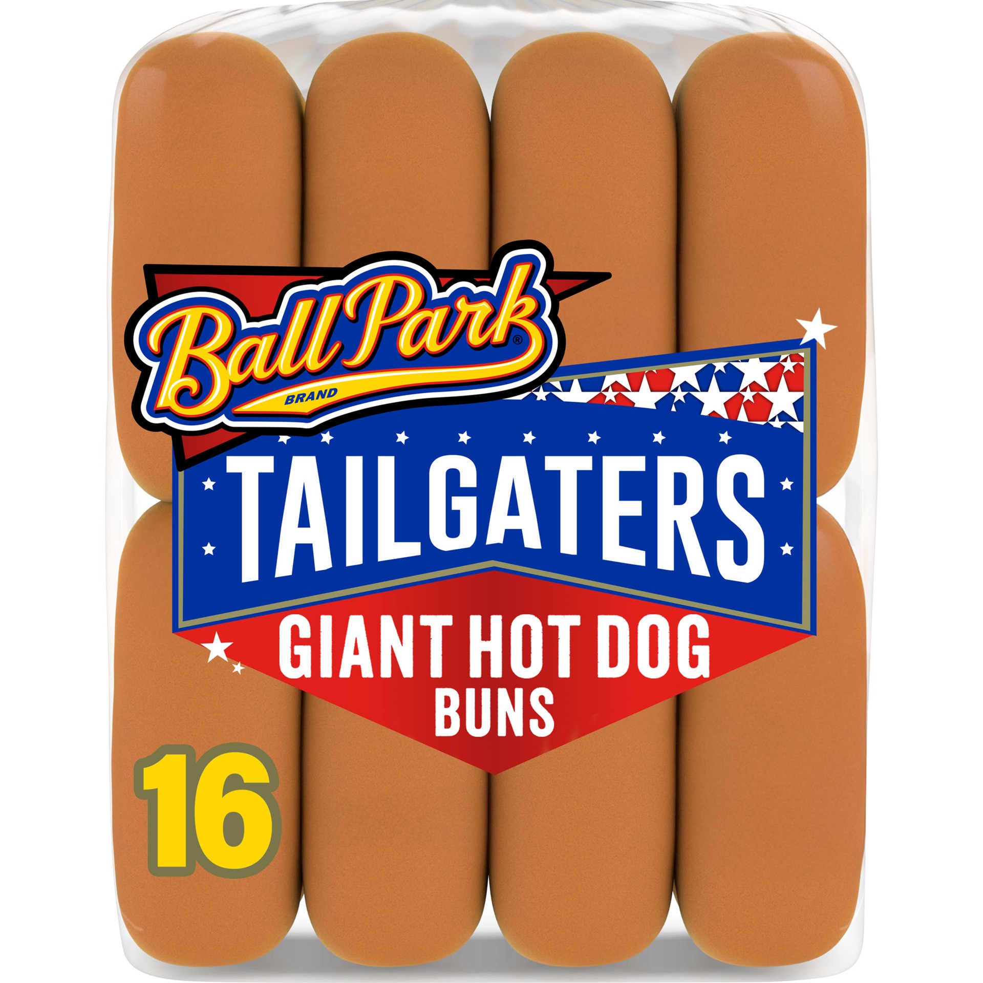 slide 1 of 7, Ball Park Tailgaters White Giant Hot Dog Buns, 16 count, Hot Dog Buns, 35 oz Multipack, 16 ct