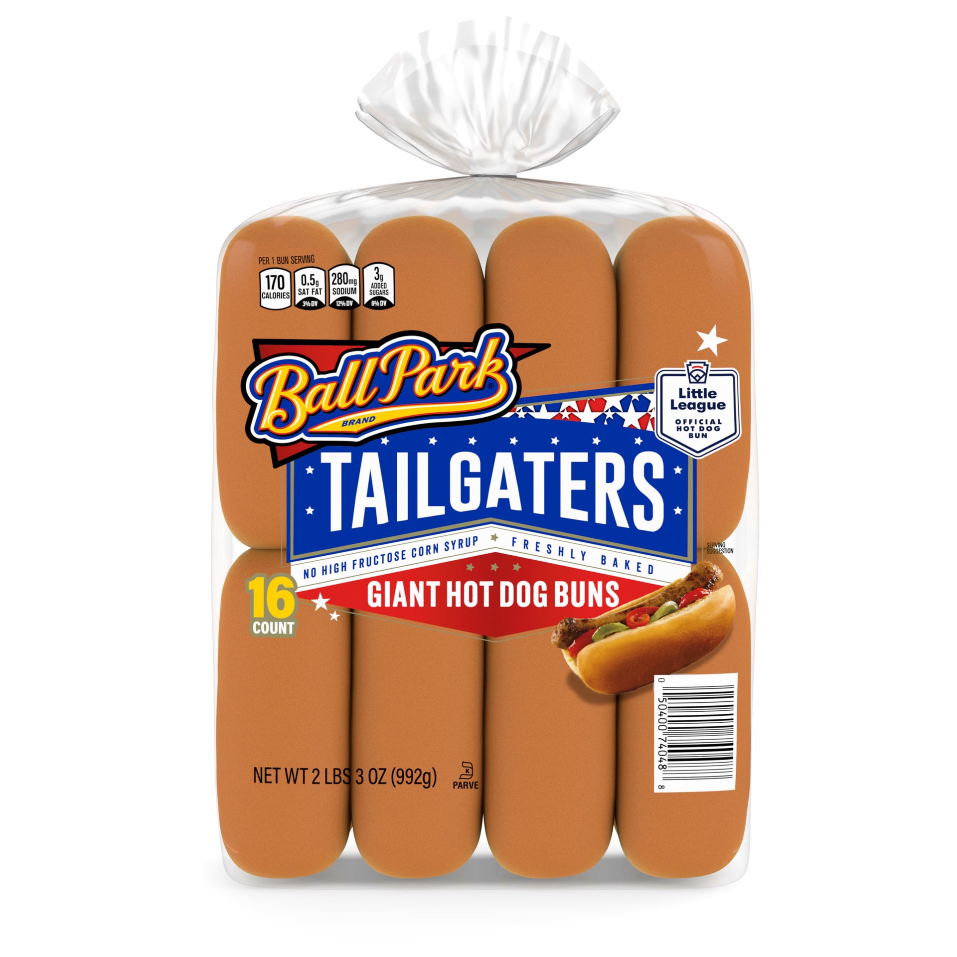 slide 2 of 7, Ball Park Tailgaters White Giant Hot Dog Buns, 16 count, Hot Dog Buns, 35 oz Multipack, 16 ct