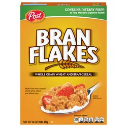 Post Bran Flakes, Whole Grain Wheat & Bran Breakfast Cereal, Excellent Source of Fiber, 16 Ounce – 1 count