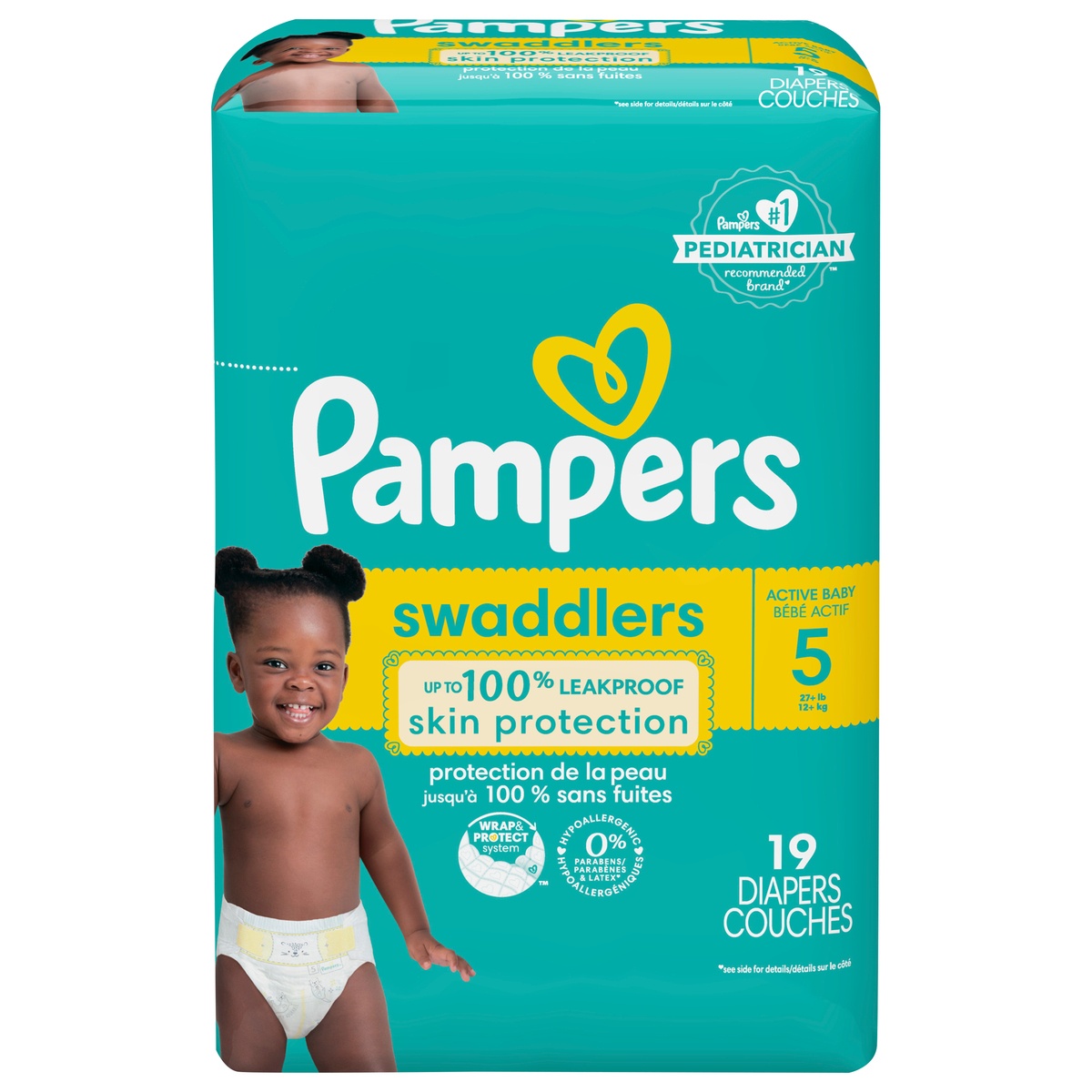 slide 1 of 1, Pampers Swaddlers Active Baby Diapers Size 5 19 Count, 19 ct