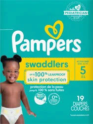 Pampers Swaddlers Diapers, Size 5 (27+ lbs), 19 Count, Ultra Absorbent Disposable Infant Diaper