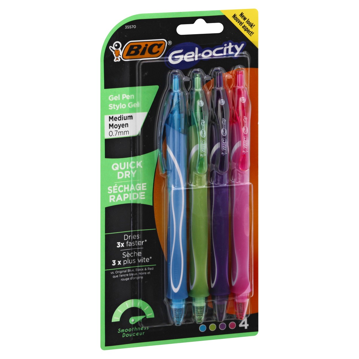 slide 3 of 9, BIC Gel-ocity Medium (0.7 mm) Quick Dry Assorted Gel Pen 4 ea, 4 ct