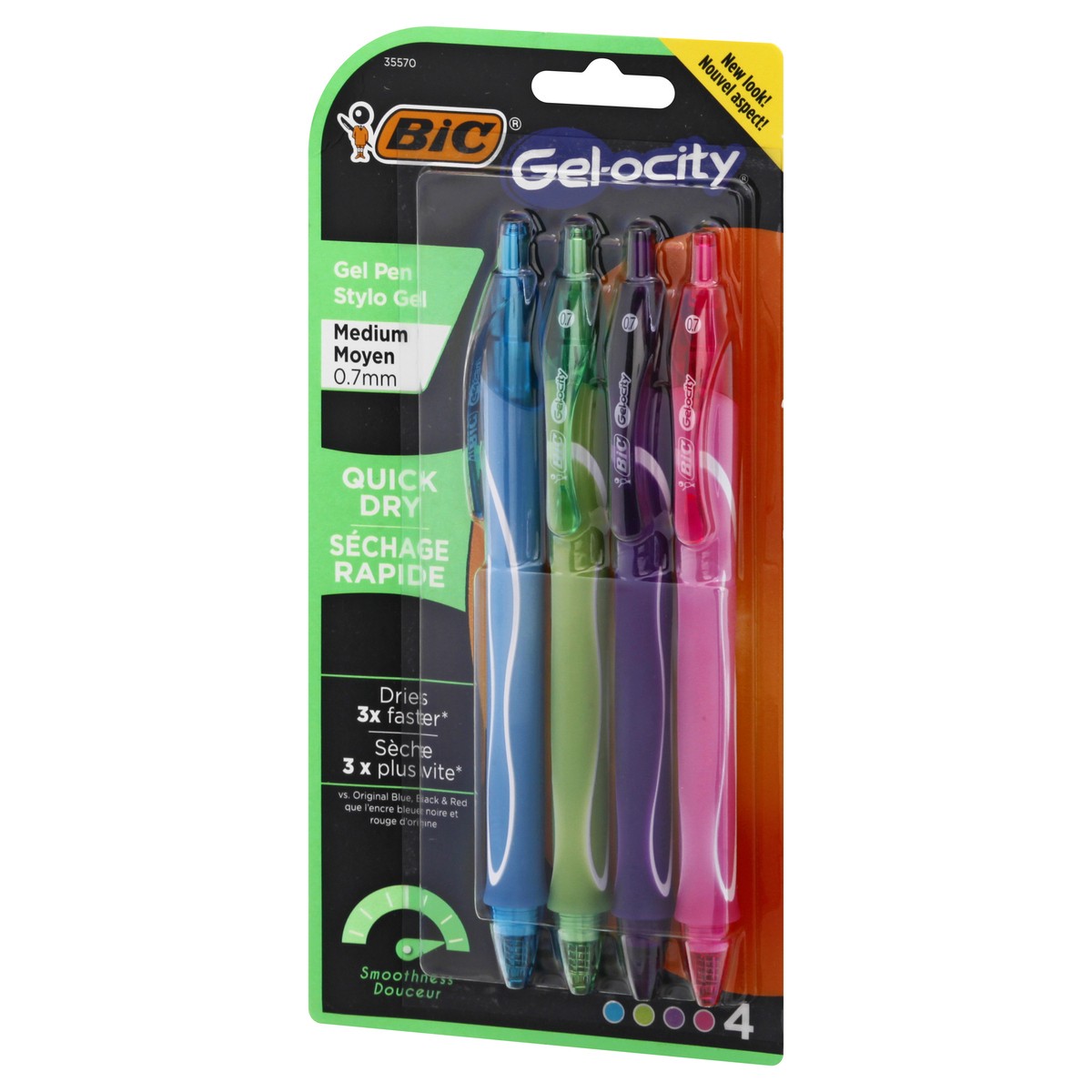 slide 4 of 9, BIC Gel-ocity Medium (0.7 mm) Quick Dry Assorted Gel Pen 4 ea, 4 ct