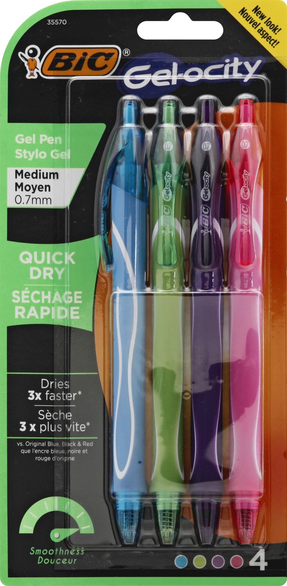 slide 7 of 9, BIC Gel-ocity Medium (0.7 mm) Quick Dry Assorted Gel Pen 4 ea, 4 ct