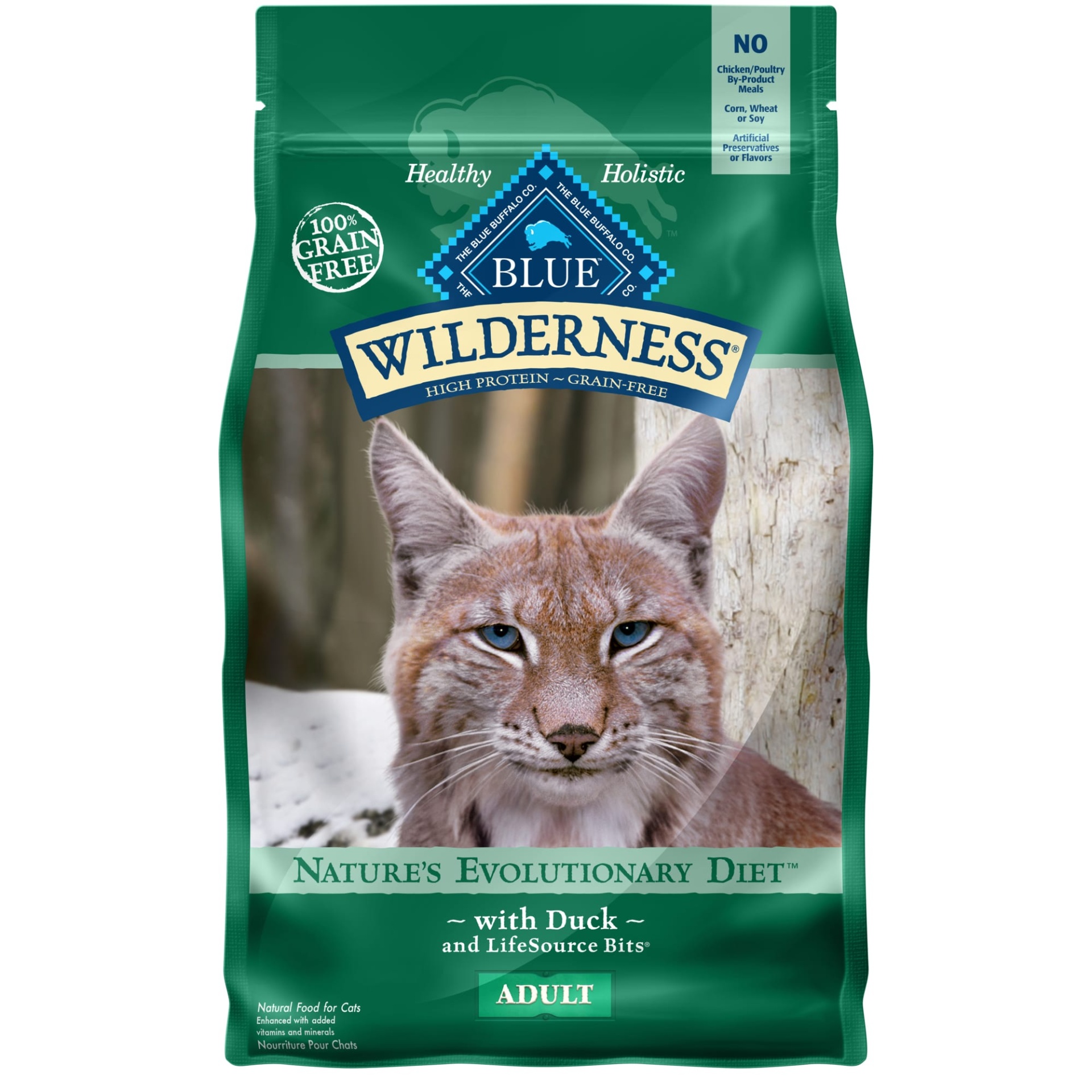 slide 1 of 1, Blue Buffalo Blue Wilderness Adult Duck Recipe Dry Cat Food, 5 lb