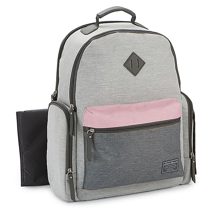 Eddie Bauer Places & Spaces Fineline Diaper Backpack Grey/Pink 1 ct