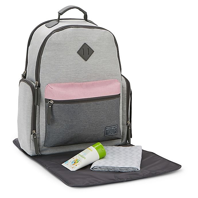 Eddie Bauer Places & Spaces Fineline Diaper Backpack Grey/Pink 1 ct