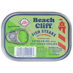 Beach Cliff Bite Size Herring Served in Soybean Oil with Hot Green Chilies Fish Steaks 3.75 oz