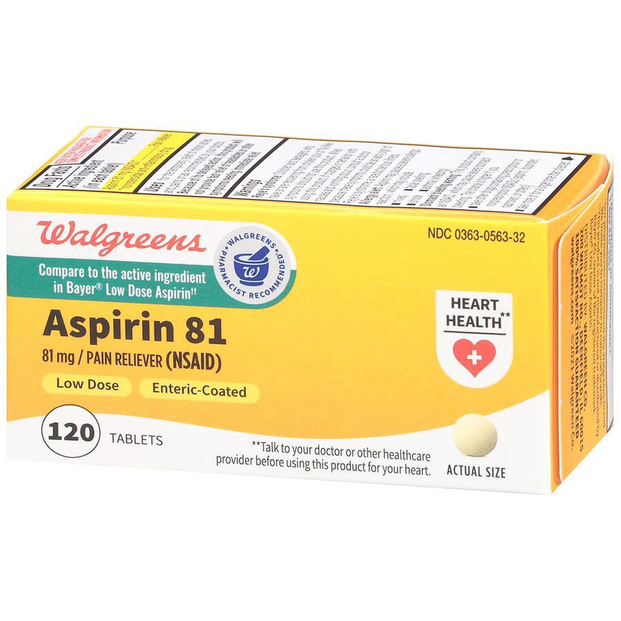 slide 4 of 5, Walgreens Low Dose Aspirin Pain Reliever Enteric-Coated Tablets 81Mg, 120 ct