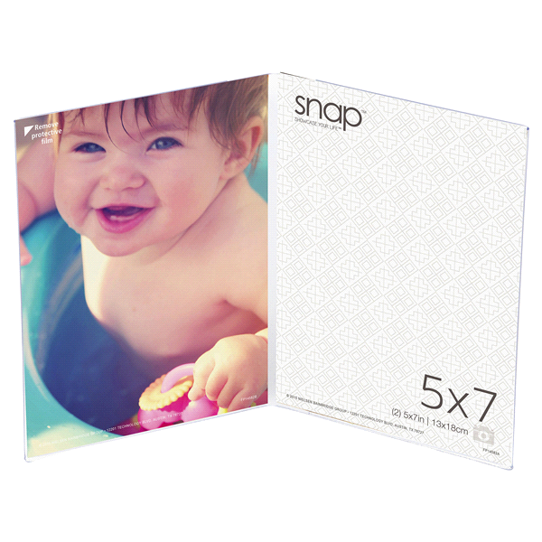 slide 1 of 1, Snap 5 x 7 Double Vertical Clear Frame, 1 ct