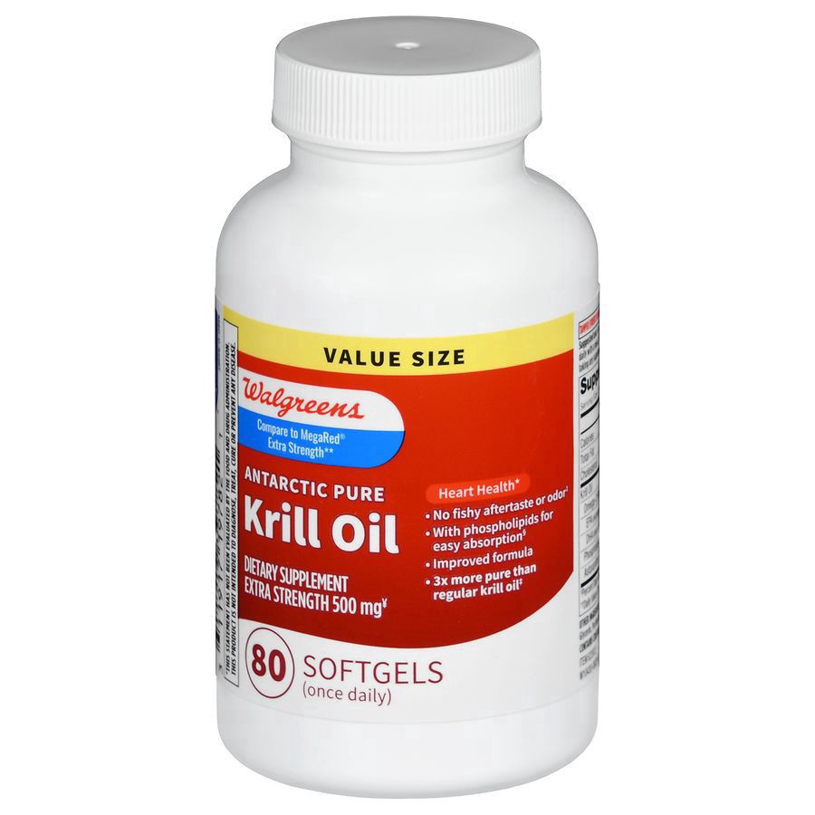 slide 1 of 5, Walgreens Extra Strength Krill Oil Omega-3 Softgels 500Mg, 80 ct
