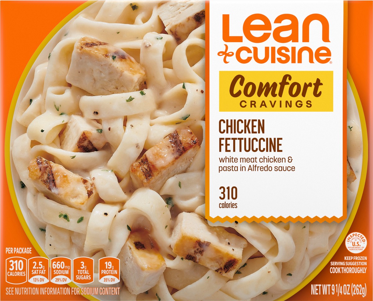 slide 4 of 9, Lean Cuisine Frozen Meal Chicken Fettuccine, Comfort Cravings Microwave Meal, Chicken Pasta Dinner, Frozen Dinner for One, 9.25 oz