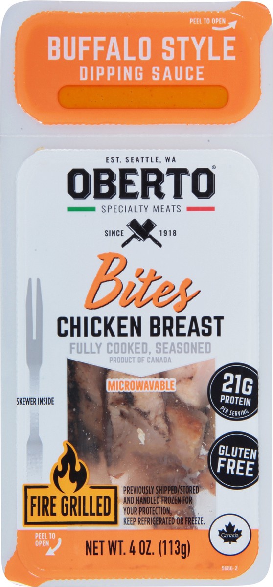 slide 13 of 14, Oberto Bites Buffalo Style Dipping Sauce Fire Grilled Buffalo Style Chicken Breast 4 oz, 4 oz