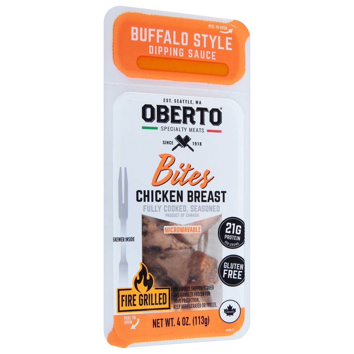 slide 5 of 14, Oberto Bites Buffalo Style Dipping Sauce Fire Grilled Buffalo Style Chicken Breast 4 oz, 4 oz