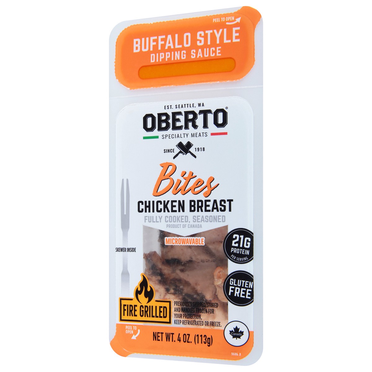 slide 11 of 14, Oberto Bites Buffalo Style Dipping Sauce Fire Grilled Buffalo Style Chicken Breast 4 oz, 4 oz