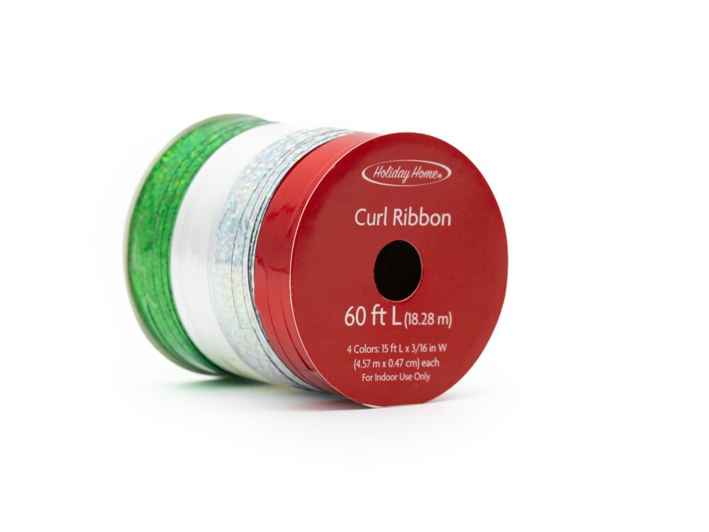 slide 3 of 3, Holiday Home® 60' Oh What Fun Curl Ribbon Pack, 4 ct / 60 ft