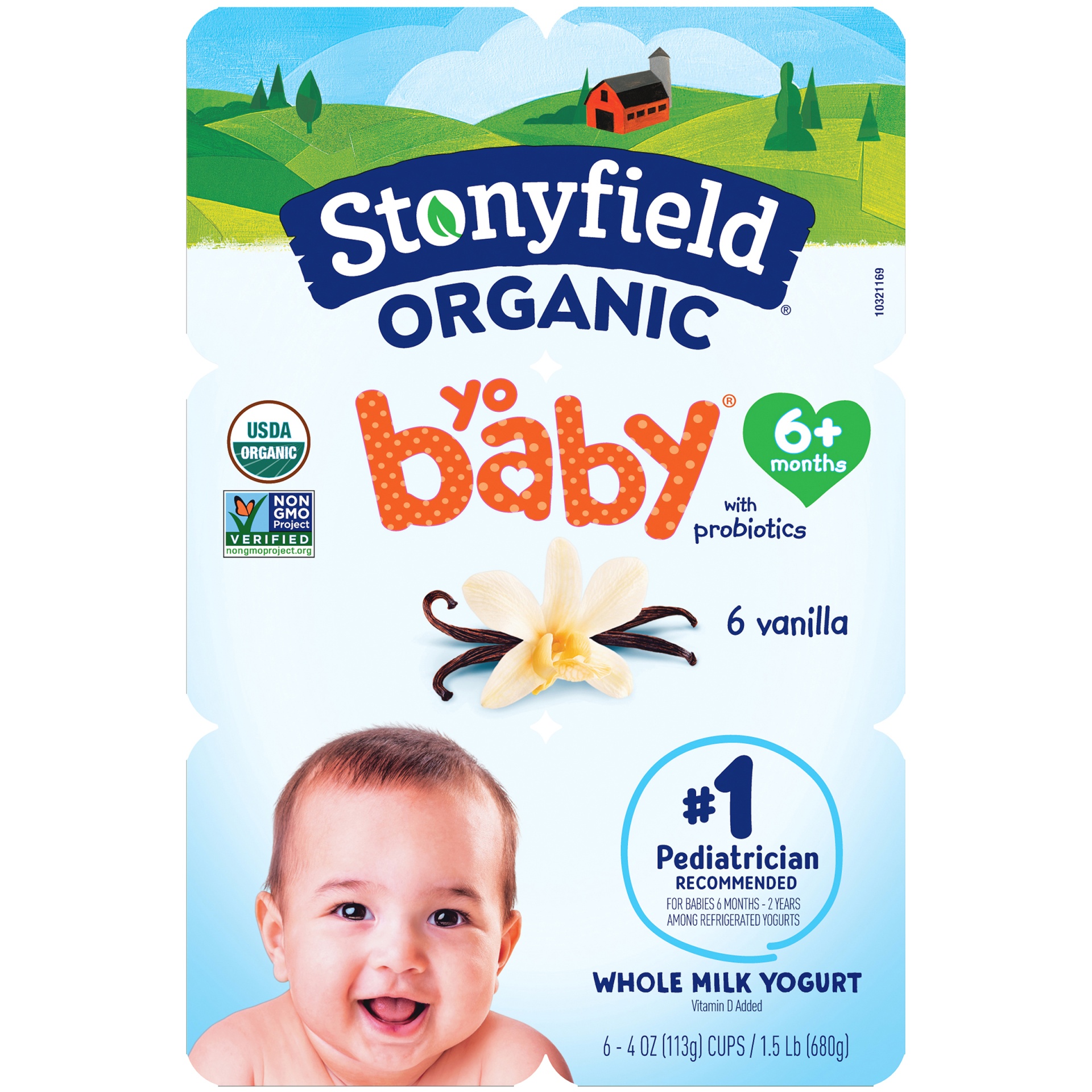 slide 1 of 2, Stonyfield Organic YoBaby Vanilla Whole Milk Yogurt, 6 ct; 4 oz