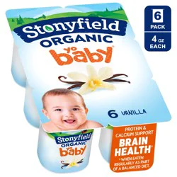 Stonyfield Organic YoBaby Whole Milk 6+ Months Vanilla Yogurt with Probiotics 6 - 4 oz Cups