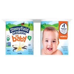 Stonyfield Organic YoBaby Whole Milk 6+ Months Vanilla Yogurt with Probiotics 6 - 4 oz Cups