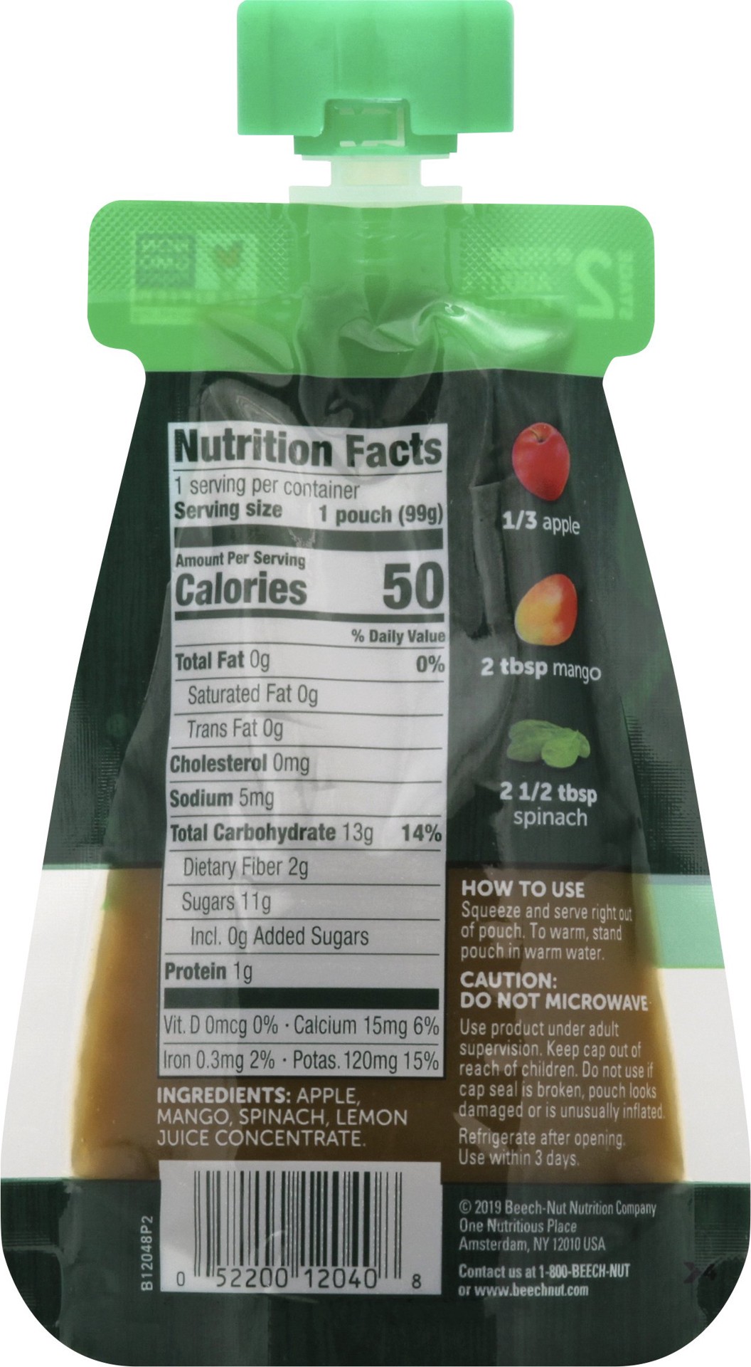 slide 4 of 7, Beech-Nut Naturals, Apple Mango And Spinach Baby Food Pouch, 3.5 oz