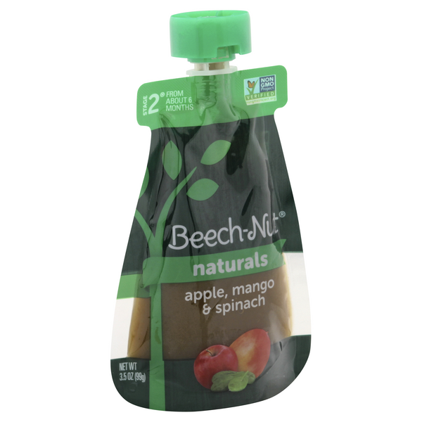 slide 1 of 7, Beech-Nut Naturals, Apple Mango And Spinach Baby Food Pouch, 3.5 oz