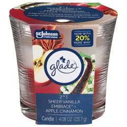 Glade 2 in 1 Sheer Vanilla Embrace + Apple Cinnamon Candle 1 Each