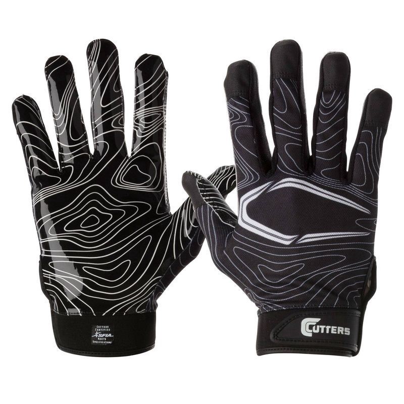slide 1 of 2, Shock Doctor Cutters Game Day Receiver Gloves, Black Topo, YL/YXL, 1 ct