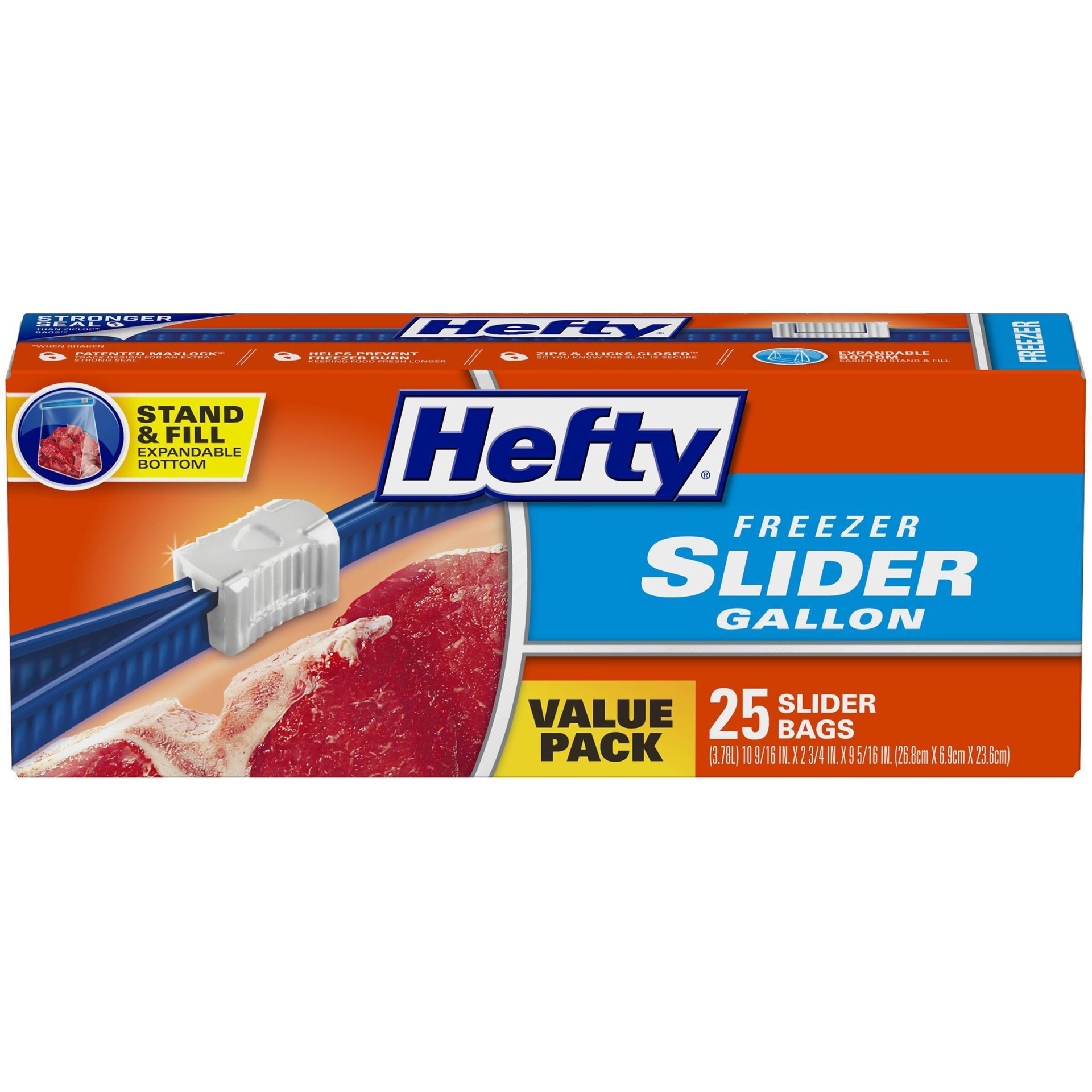 slide 1 of 6, Hefty Freezer Gallon Storage Slider Bags, 25 ct