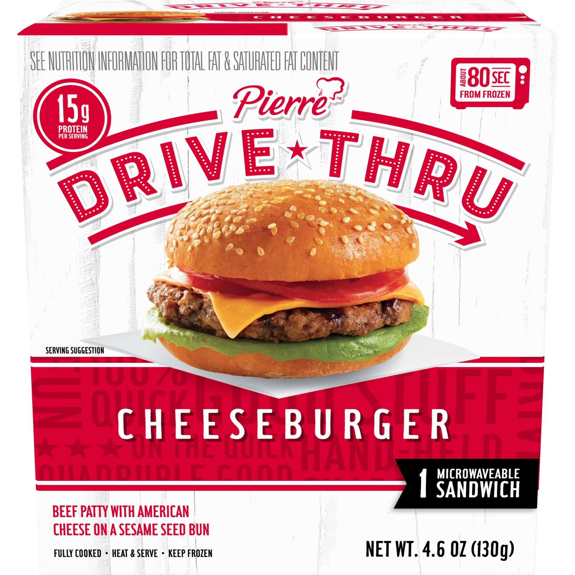 slide 1 of 10, PIERRE DRIVE THRU Cheeseburger Sandwiches, 130.41 g