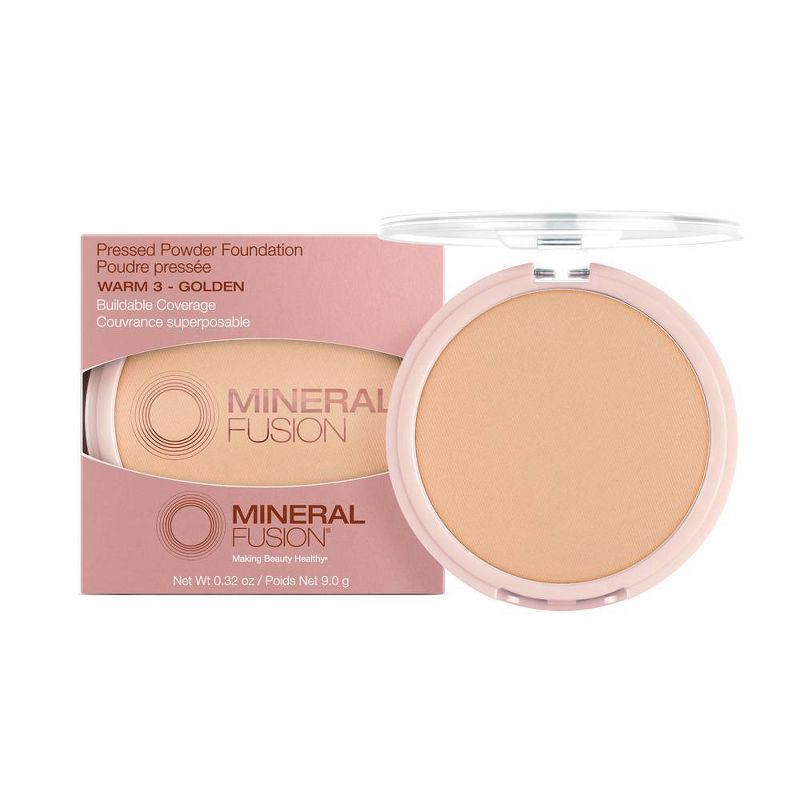 slide 2 of 3, Mineral Fusion Age-Defying Pressed Powder Foundation - Warm 3 - Golden - 0.32oz, 0.32 oz