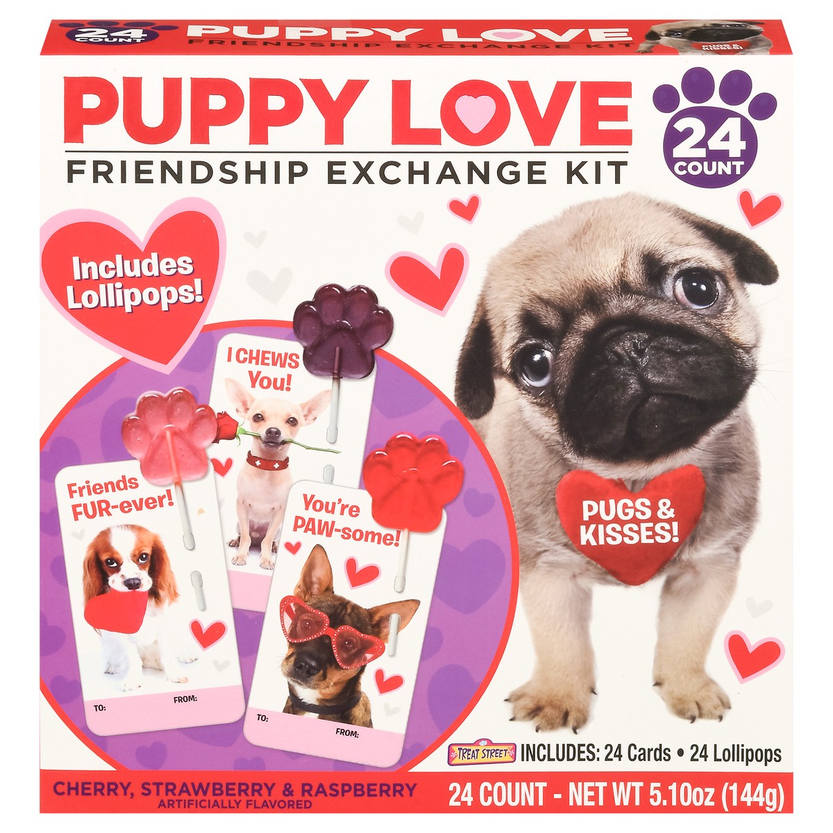 slide 11 of 12, Puppy Love Cherry, Strawberry & Raspberry Friendship Exchange Kit 24 Count, 24 ct