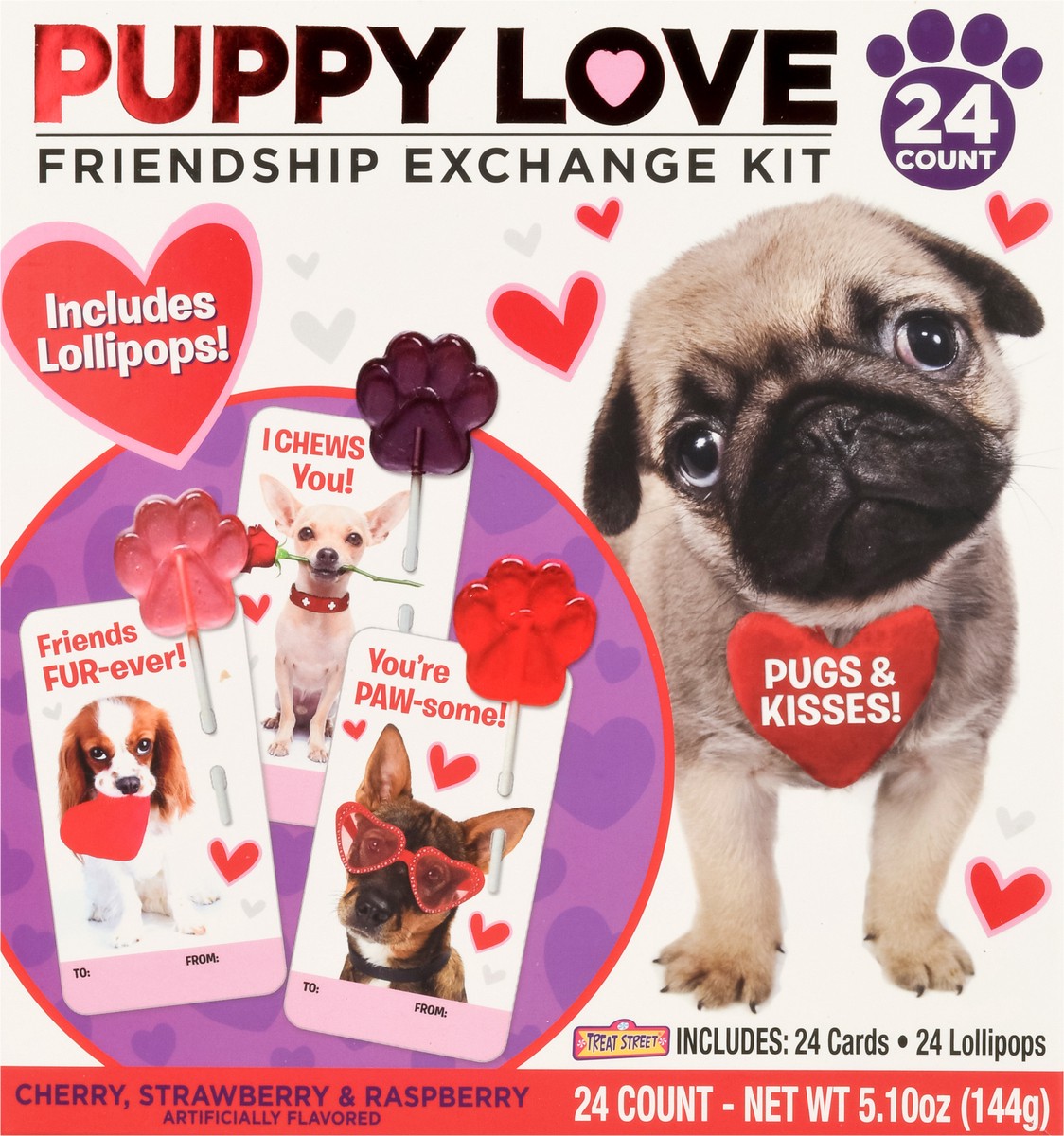 slide 5 of 12, Puppy Love Cherry, Strawberry & Raspberry Friendship Exchange Kit 24 Count, 24 ct