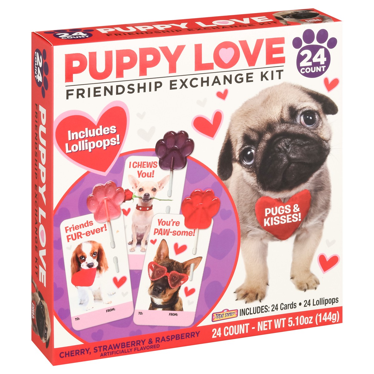 slide 1 of 12, Puppy Love Cherry, Strawberry & Raspberry Friendship Exchange Kit 24 Count, 24 ct