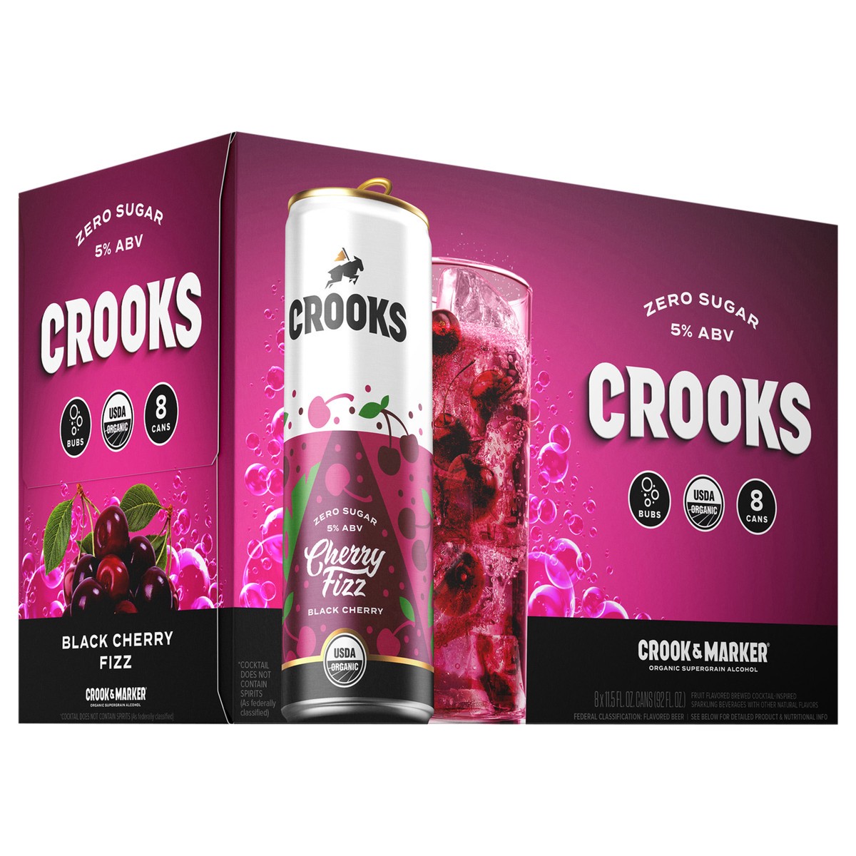 slide 12 of 12, Crooks Cherry Fizz Bubbles 11.5oz 8-Pack, 8 ct