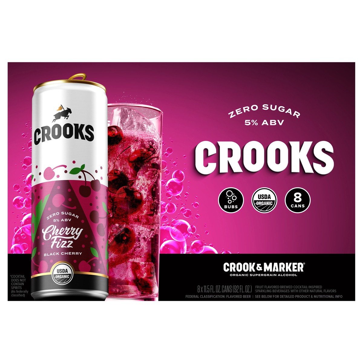 slide 7 of 12, Crooks Cherry Fizz Bubbles 11.5oz 8-Pack, 8 ct
