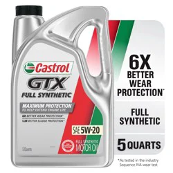 Castrol GTX Full Synthetic 5W-20 Motor Oil, 5 quarts